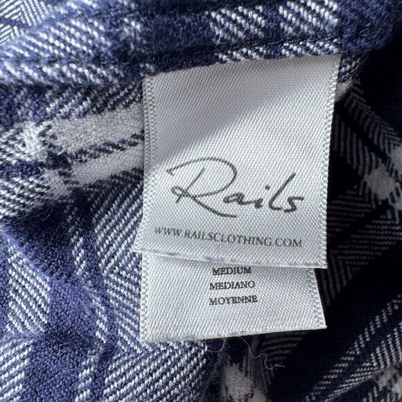 Rails Women Medium Plaid Button Down Shirt Blue White Lennox Arctic Coastal - Picture 11 of 14